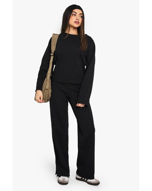 Sudadera Con Cintura Entrelazada Boohoo de color Black