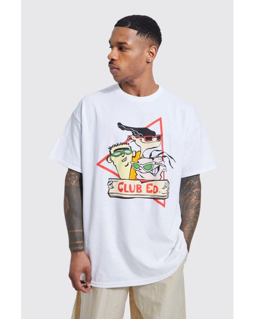 BoohooMAN Oversized Ed, Edd, Eddy License T-shirt in White for Men | Lyst