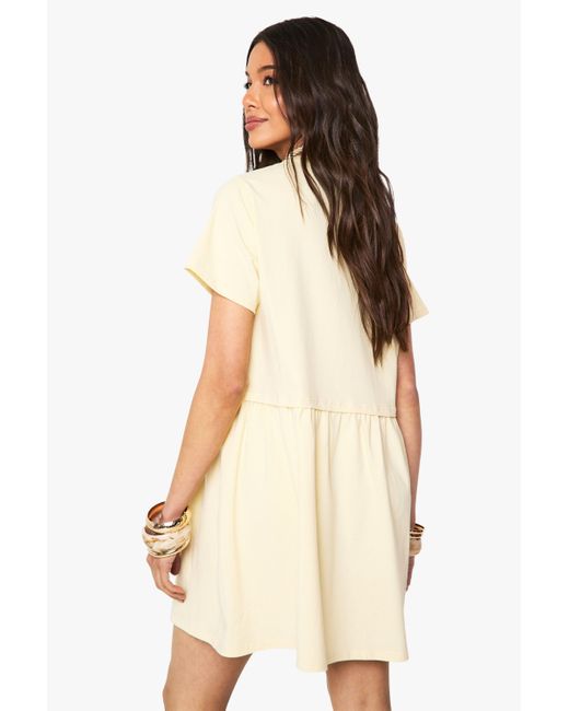 Boohoo Natural Short Sleeve Layered T-Shirt Dress