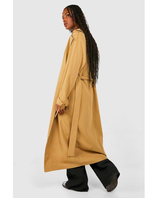 Boohoo Black Tall Woven Oversized Belted Trench Coat