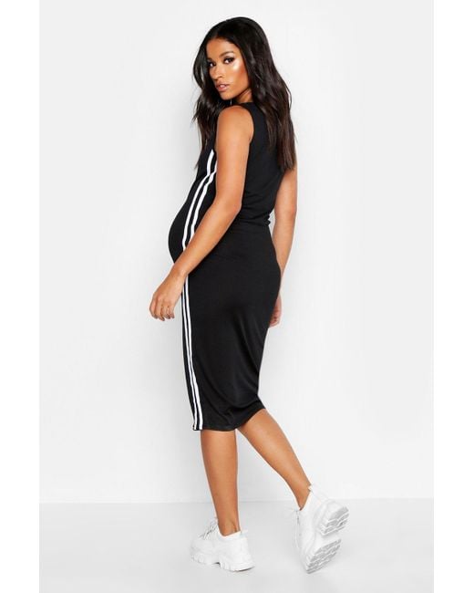 black dress with stripe on side
