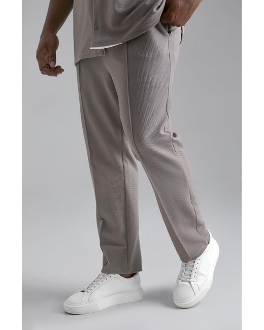 Pantalón Plus Pitillo Texturizado De Tela Jersey Boohoo de hombre de color Gray