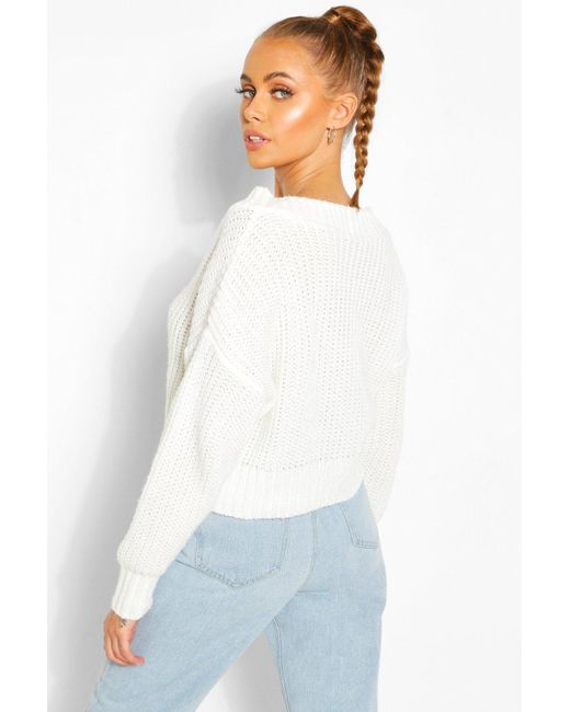 White chunky cropped cardigan Clearance