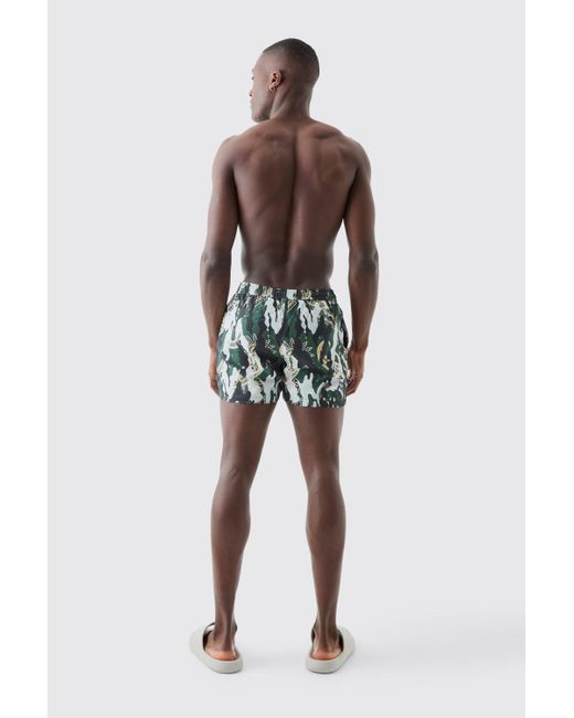 BoohooMAN Black Short Length Camo Bandana Swim Short for men