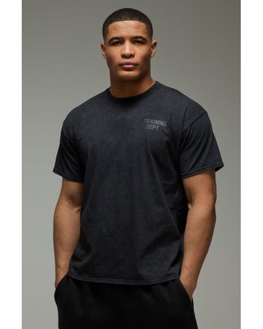 BoohooMAN Man Active Training Dept. Oversize T-Shirt in Black für Herren