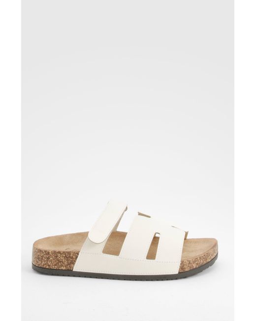 Boohoo White Cut Out Strap Detail Sliders