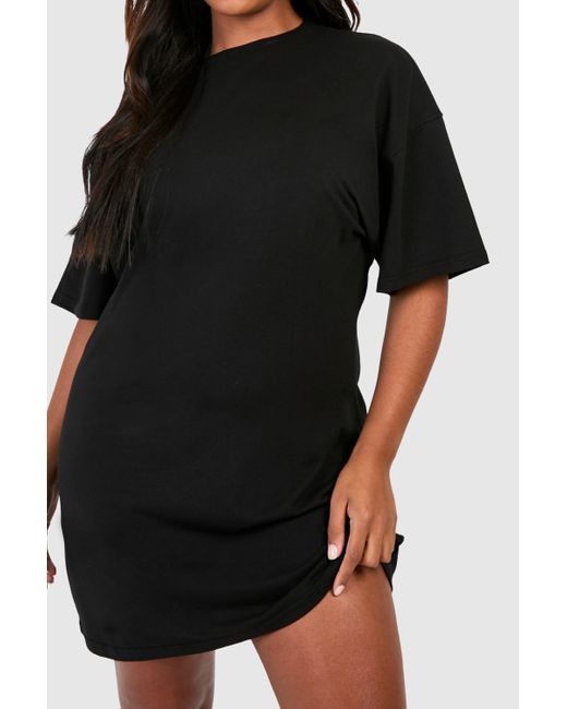 Plus A-Line Structured T-Shirt Dress Boohoo de color Black