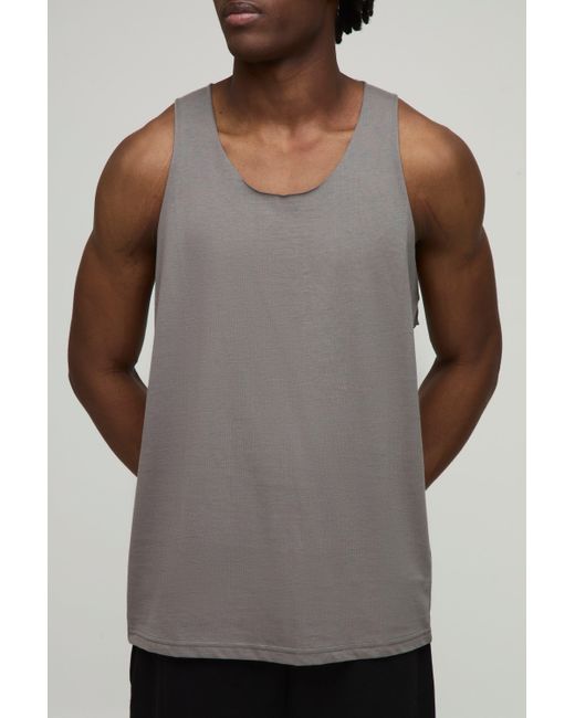 Boohoo Gray Regular Fit Basic Racer Back Tank