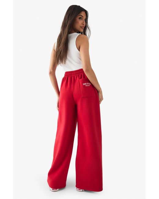 Pantalón Deportivo Recto Con Estampado Dsgn Boohoo de color Red