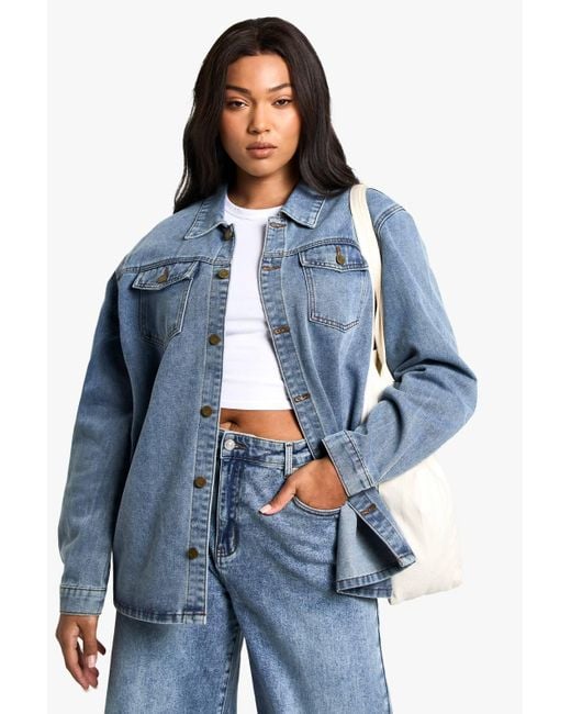 Boohoo Blue Plus Denim Shacket