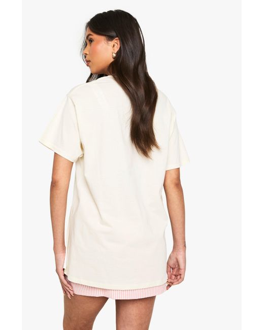 Boohoo Red Washed Mon Cheri Oversized Printed T-Shirt