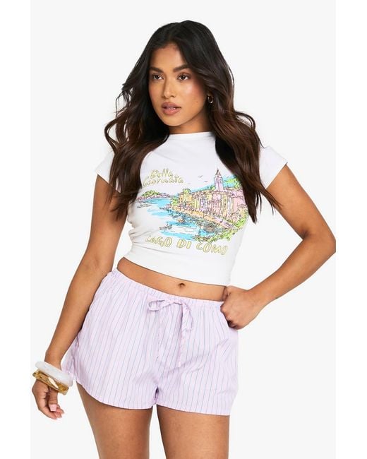 Boohoo White Petite Drawstring Shorts