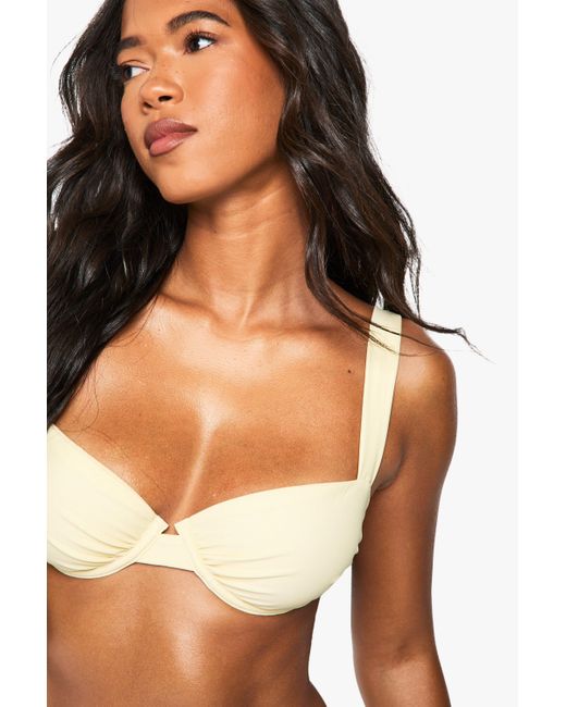 Top De Biquini Essentials Con Balcón Boohoo de color Brown
