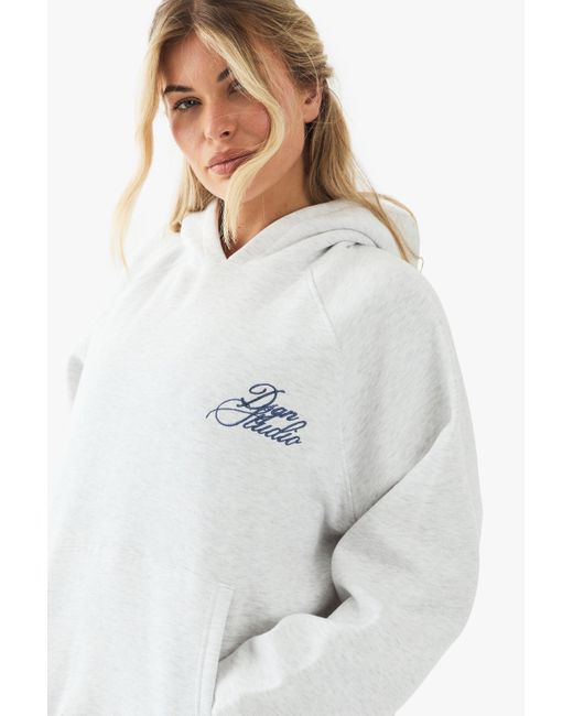 Sudadera Oversize Con Capucha Y Estampado Dsgn Studio Boohoo de color White