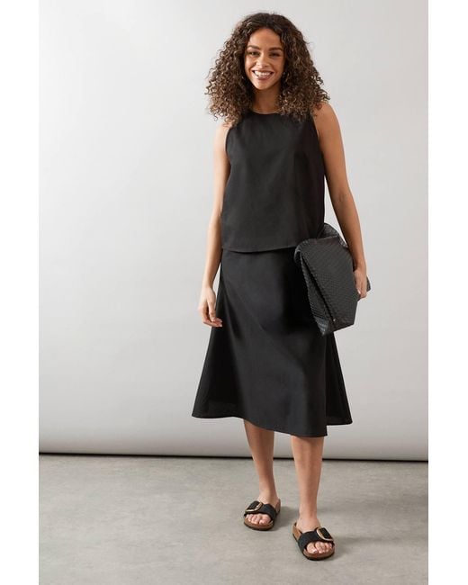 Wallis Black Button Back Linen Top