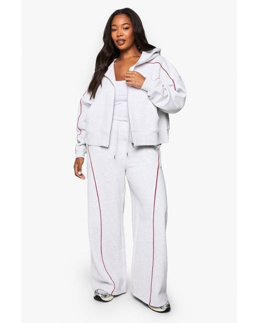 Boohoo White Plus Side Stripe Wide Leg Jogger