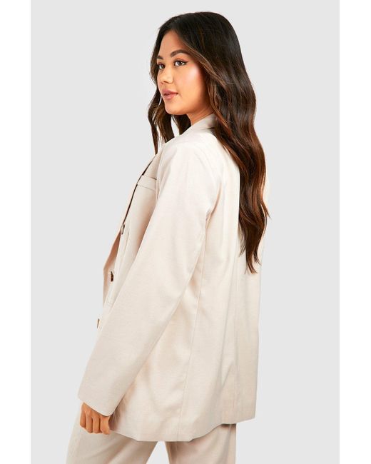 Boohoo Natural Marl Double Breasted Relaxed Fit Tailored Blazer