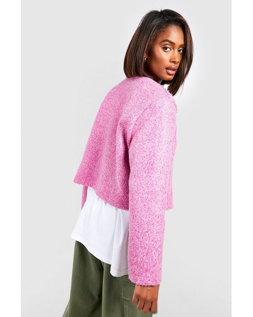 Pink collarless jacket cheap