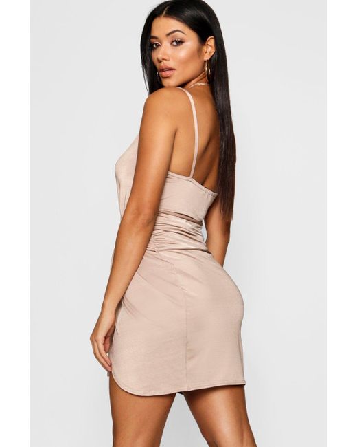 wrap belted bodycon dress