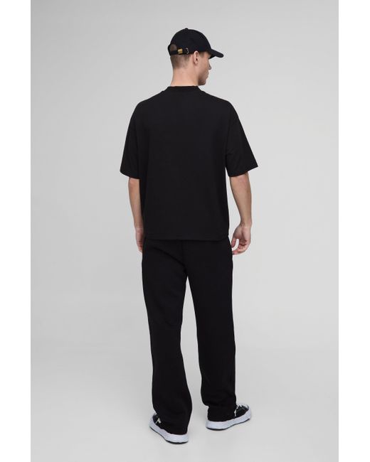 Boohoo Black Oversized Boxy Bm Signature Extended Neck T-Shirt