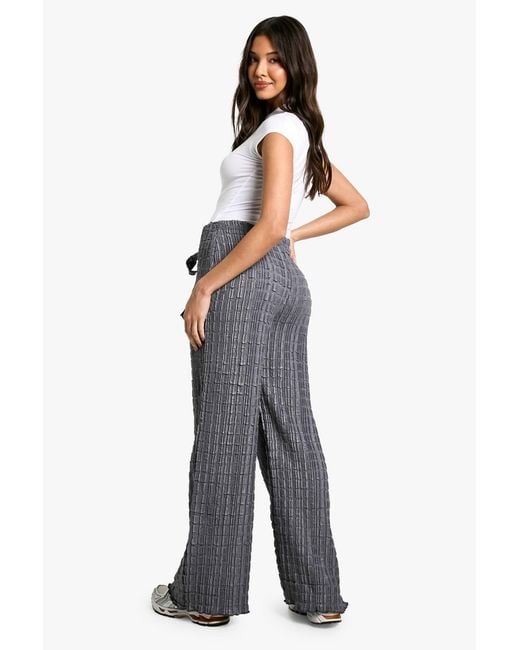 Boohoo Black Drawstring Crinkle Texture Trouser