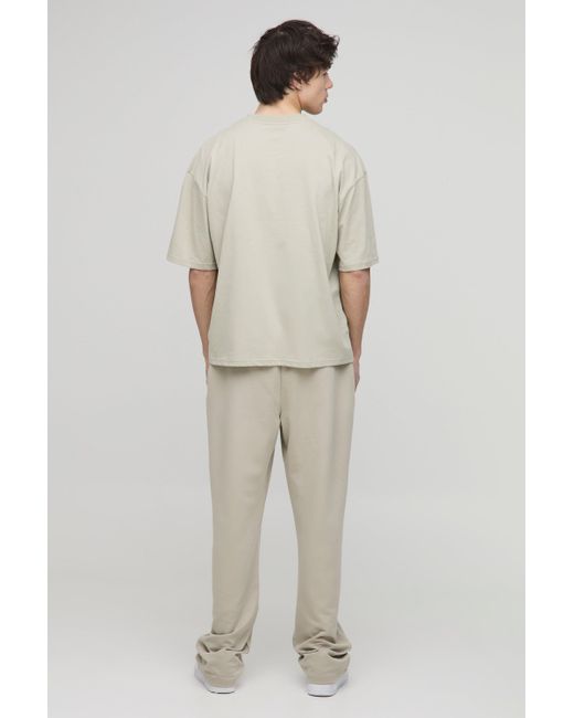 Camiseta Tall Básica Oversize Recta Con Cuello De Caja Boohoo de color Natural