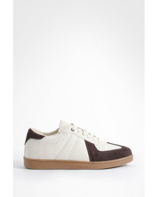 Boohoo White Contrast Panel Gum Sole Flat Sneakers