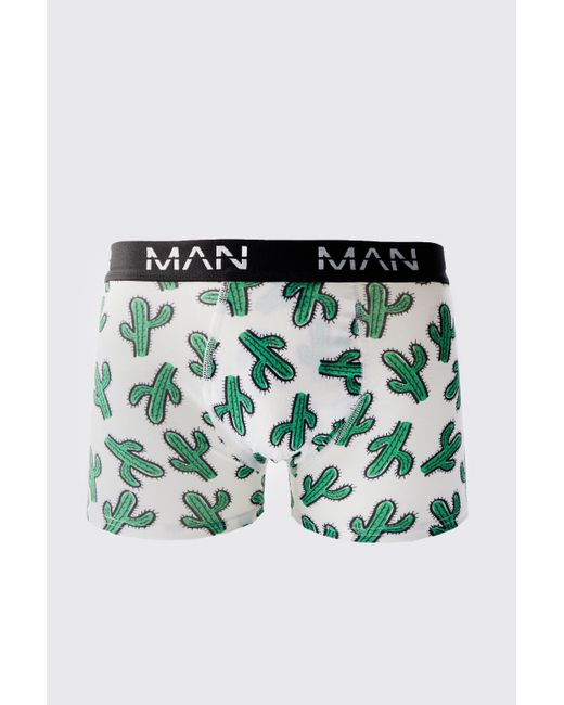 BoohooMAN Man Boxershorts mit Kaktus-Print in Green für Herren
