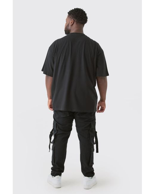 Boohoo Plus Stretch Skinny Cargo Pocket Detail Jean In True Black