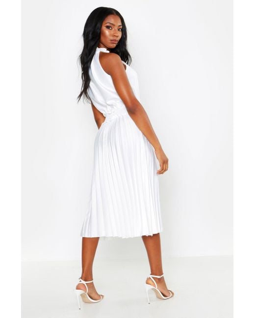 shirred waist midi dress