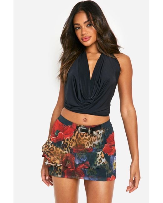Animal print ruffle skirt hotsell