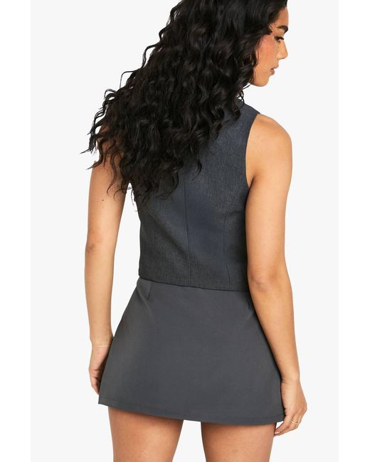Boohoo Black Split Hem Mini Skort