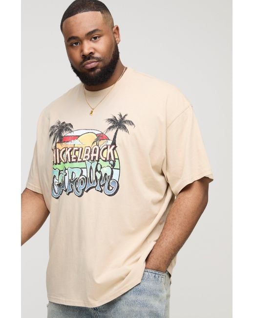 Boohoo Natural Plus Oversized Nickelback License Print T-Shirt
