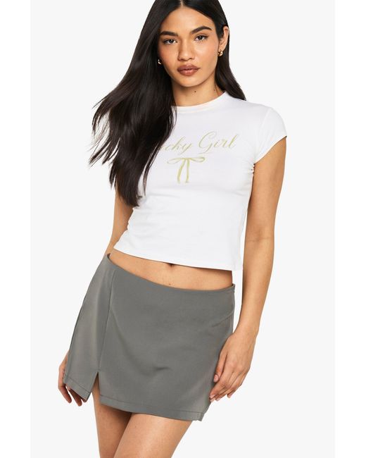 Boohoo Black Split Hem Mini Skort