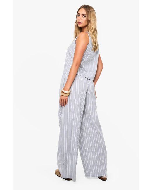 Boohoo Natural Stripe Boxy Trouser Co-Ord