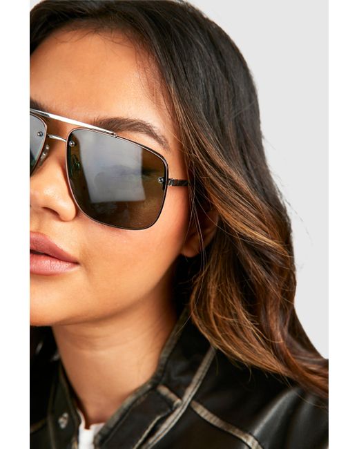 Boohoo Black Tinted Oversized Aviator Sunglasses
