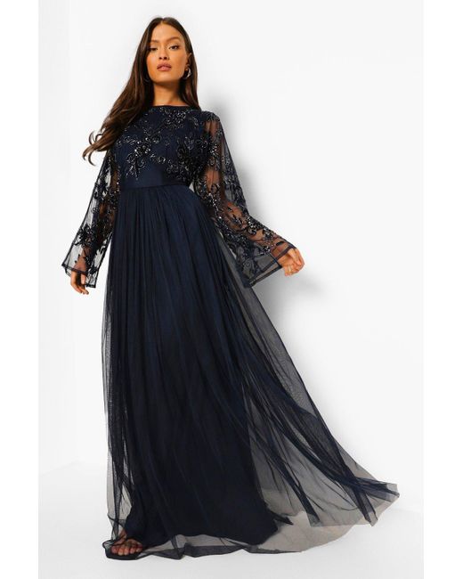 Boohoo Bridesmaid Hand Embellished Long 