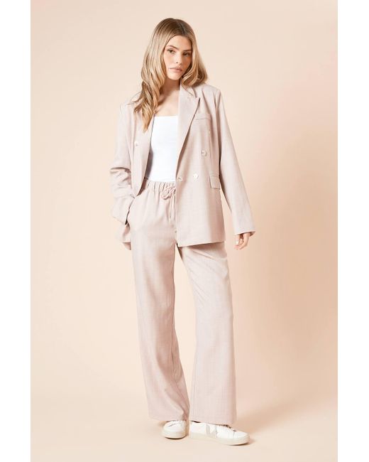 Dorothy Perkins Natural Oversized Double Breasted Stripe Blazer