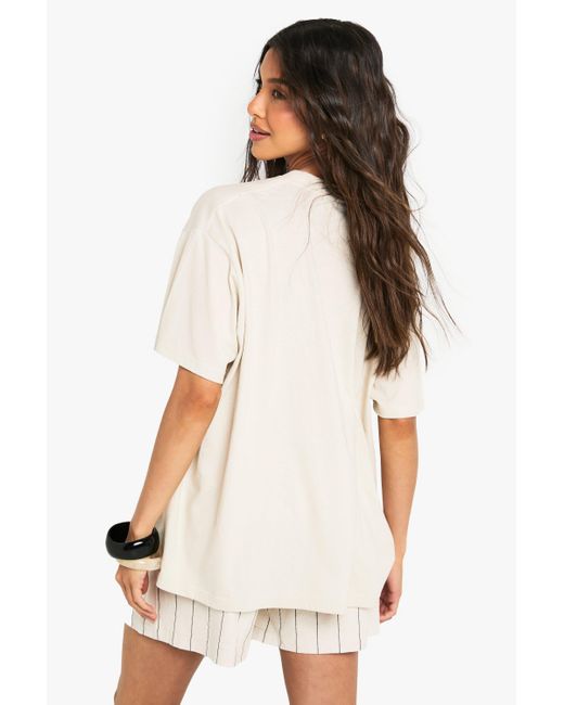 Camiseta Básica Oversize Boohoo de color Natural