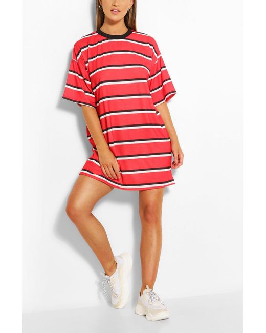 red long t shirt dress