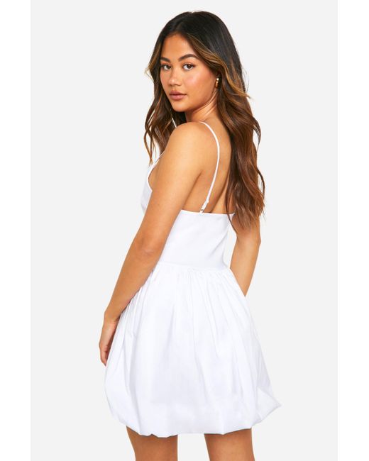 Boohoo White Puffball Skirt Bengaline Mini Dress