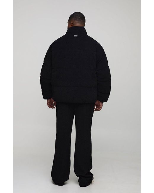 Boohoo Black Plus Relaxed Fit Textured Faux Suede Stacked Pants