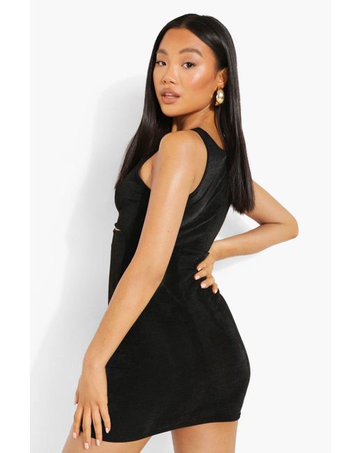 Boohoo Petite Textured Slinky O Ring Mini Dress In Black Lyst Boohoo Petite Textured Slinky O Ring Mini Dress In Black Lyst