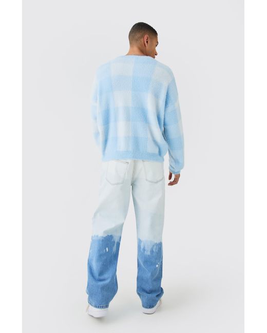 BoohooMAN Baggy Rigid Bleached Jeans In Light Blue for men