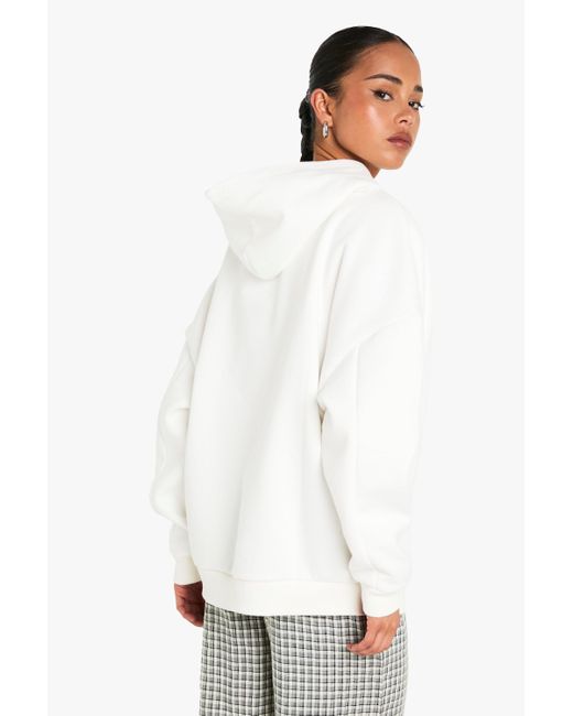 Sudadera Con Capucha De Flores Con Forro Y Lazo Bordado Boohoo de color White