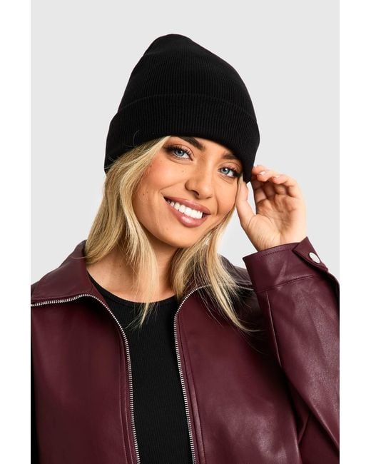 Boohoo Black Basic Knitted Beanie