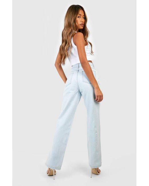 High Waisted Split Straight Leg Jeans