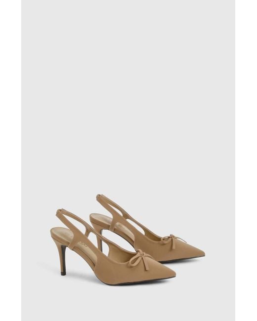 Boohoo Brown Wide Fit Bow Slingback Court Shoes