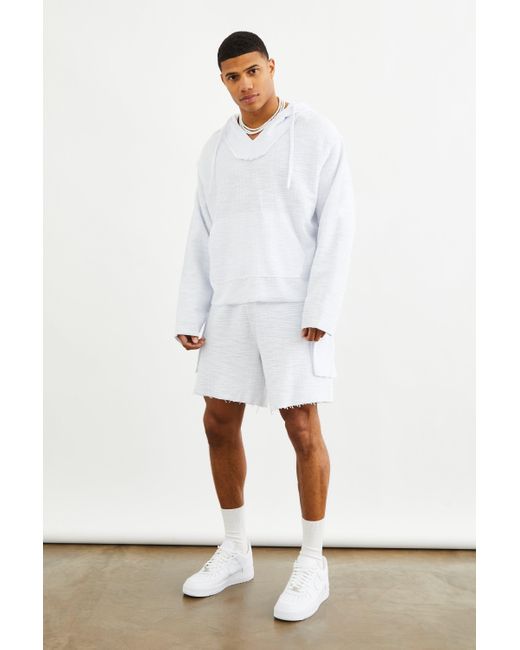 BoohooMAN Oversized Textured Hoodie And Short Set in White for Men | Lyst