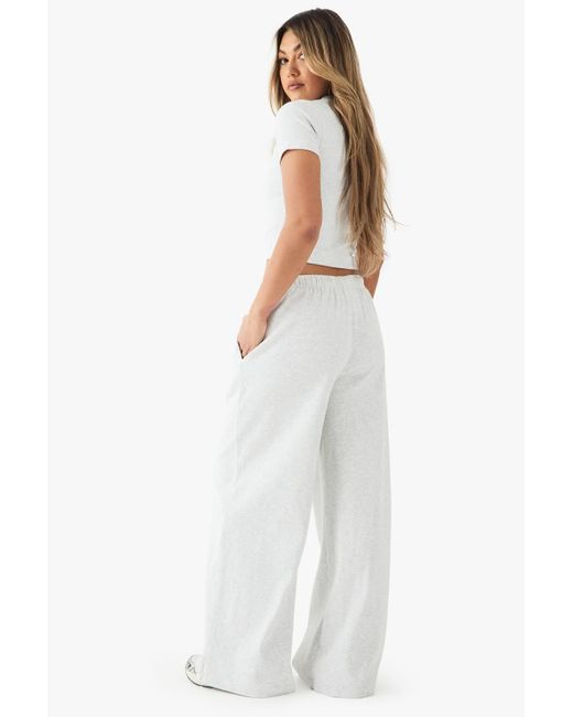 Boohoo White Dsgn Studio Embroidered Rib Mid Waist Trouser